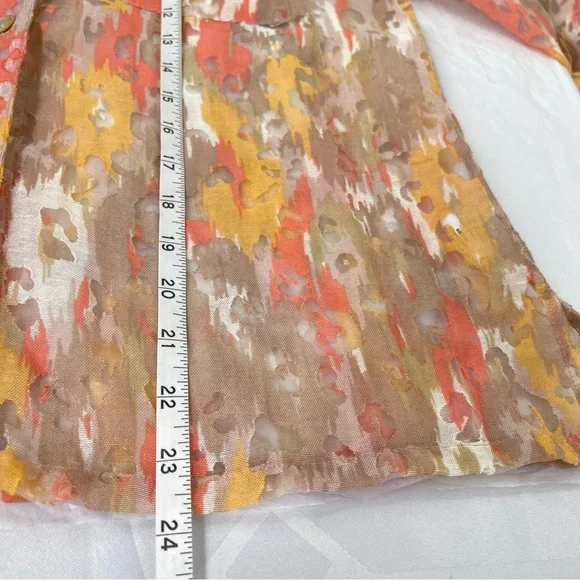 Ruby Rd. Vibrant Sheer Button-Up Blouse Leopard Print Women’s Size 8 - Picture 13 of 14